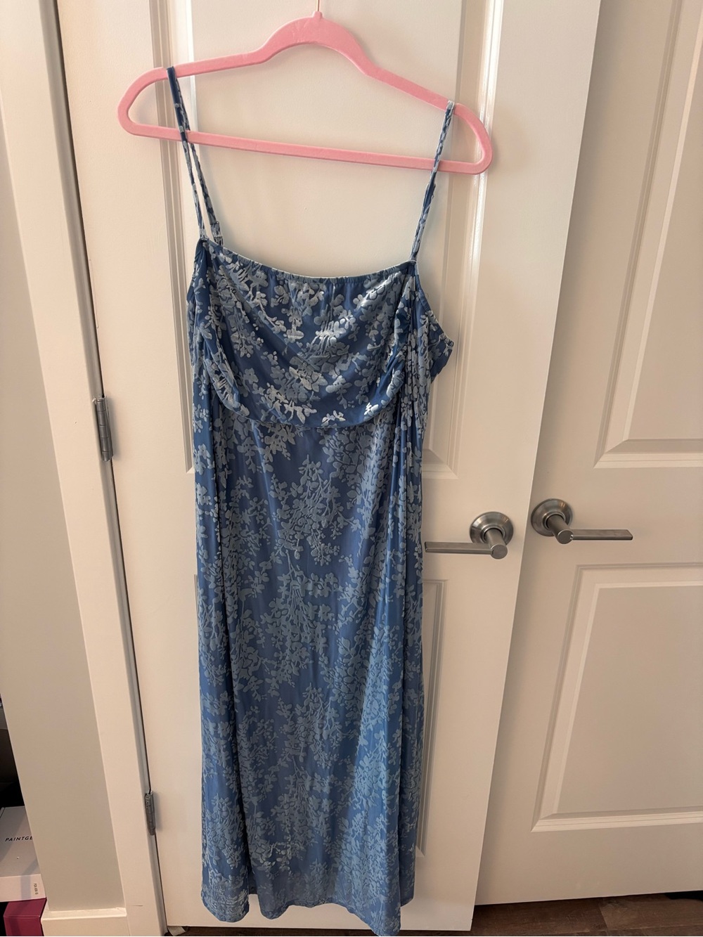 Blue Floral Slip Dress with Cowl Neck